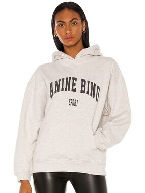 Anine Bing Light Oatmeal Logo Hoodie